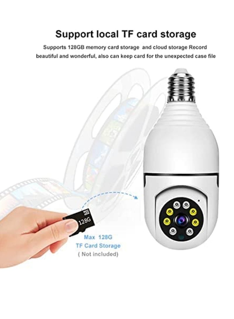 1080P Wireless Tovnet Wifi Pan/Tilt Light Bulb Security Camera, 360 Degrees 3.0MP Cam Home Surveillance CCTV Panoramic IP Camera, with Night Vision, Two Way Audio, Smart Motion Detection