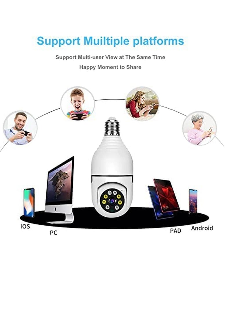 1080P Wireless Tovnet Wifi Pan/Tilt Light Bulb Security Camera, 360 Degrees 3.0MP Cam Home Surveillance CCTV Panoramic IP Camera, with Night Vision, Two Way Audio, Smart Motion Detection