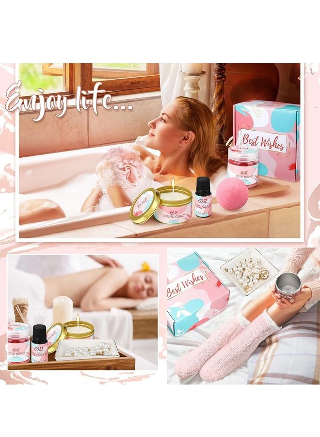 11PC Scented Candles & Bath Bombs Set,Gifts for Women for Birthday Mother's Day Women's Day,Bubble Bath Set Gifts for Women,Relaxing Spa Gift Set for Women (pink rose)
