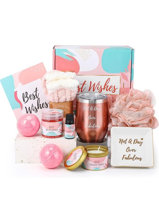11PC Scented Candles & Bath Bombs Set,Gifts for Women for Birthday Mother's Day Women's Day,Bubble Bath Set Gifts for Women,Relaxing Spa Gift Set for Women (pink rose)