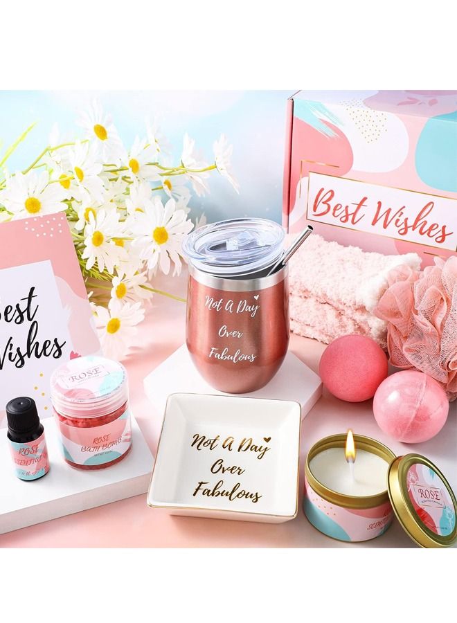 11PC Scented Candles & Bath Bombs Set,Gifts for Women for Birthday Mother's Day Women's Day,Bubble Bath Set Gifts for Women,Relaxing Spa Gift Set for Women (pink rose)