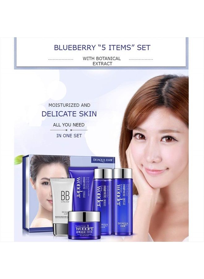 Blueberry Wonder Skin Care Gift Box Cleanser Lotion Toner Essence Emulsion Serum BB Cream 6PCS SET 100g +120ml +120ml + 50g +40g +10x5ml