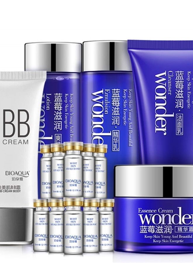 Blueberry Wonder Skin Care Gift Box Cleanser Lotion Toner Essence Emulsion Serum BB Cream 6PCS SET 100g +120ml +120ml + 50g +40g +10x5ml