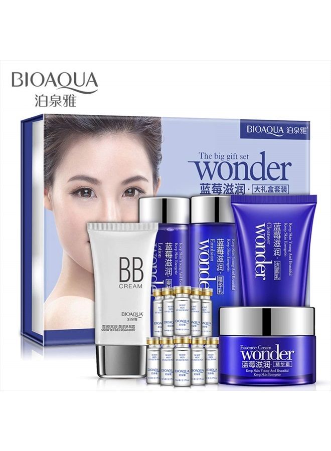Blueberry Wonder Skin Care Gift Box Cleanser Lotion Toner Essence Emulsion Serum BB Cream 6PCS SET 100g +120ml +120ml + 50g +40g +10x5ml