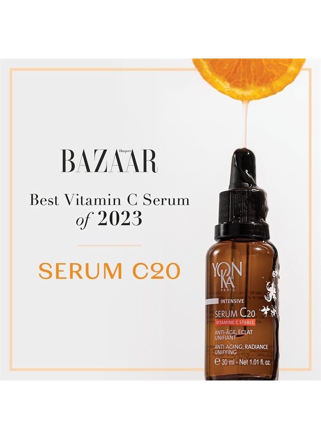 Yon-Ka Vitamin C Serum C20 (30ml) Anti-Aging Face Serum for Sensitive Skin, High Concentrate to Treat Wrinkles & Uneven Skin Texture