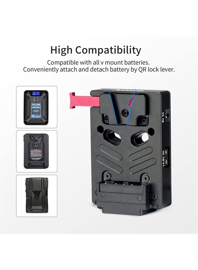 V Mount Battery Plate with 8V/3A DC, 14.8V/3A D-tap and PD 3.0 USB-C Output Ports Mini V Mount Plate - N21-D6