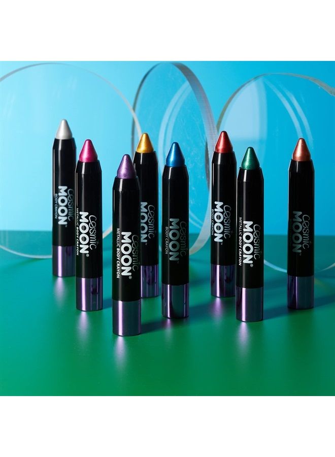 Metallic Face Paint Stick/Body Crayon makeup for the Face & Body - 0.12oz - Easily create metallic designs like a pro! - Green