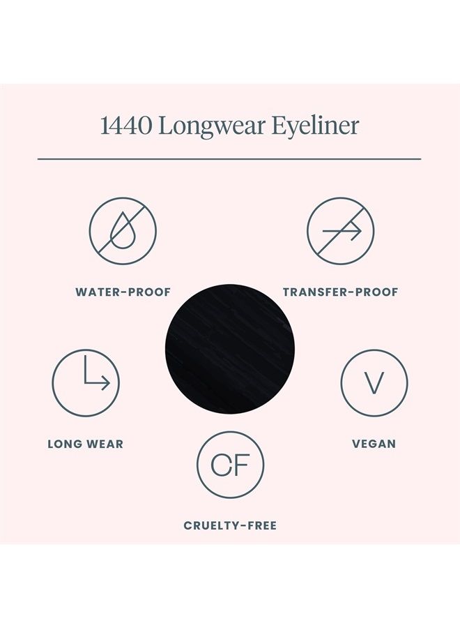 1440 Longwear Waterproof Eyeliner Pencil, Black Eyeliner Pencil For Women Eye Makeup, Black Pencil Eyeliner (Liquorice)
