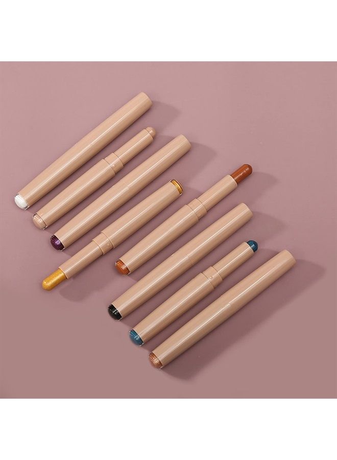 Matte Shimmer Eyeshadow Stick 10 Colors Cream Eyeshadow Pen Waterproof and Long Lasting Shadow Stick (105# Caramel)
