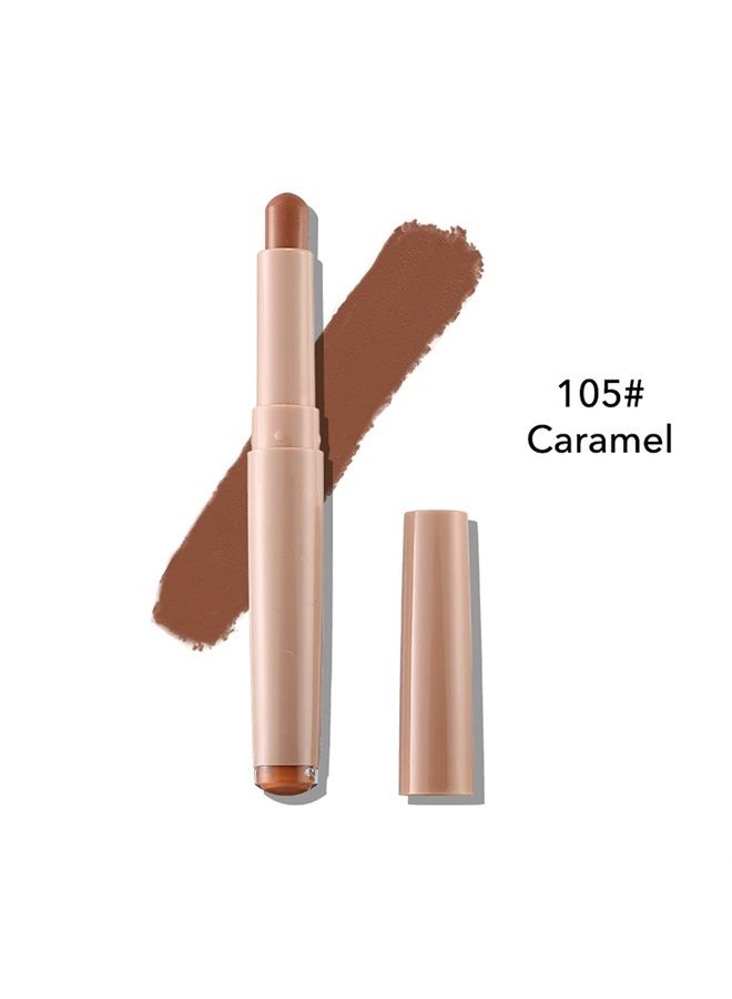 Matte Shimmer Eyeshadow Stick 10 Colors Cream Eyeshadow Pen Waterproof and Long Lasting Shadow Stick (105# Caramel)