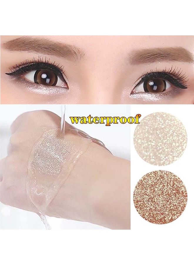 White Glitter Eyeshadow Primer Palette Waterproof Smudge Proof Long Lasting Shimmer Eyeshadow Create Highlight And Shadow Perfect Finish Eye Makeup(White Glitter 9#)