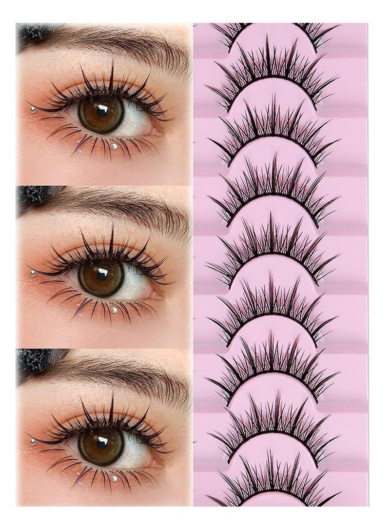 Fake Lashes, Fairy Manga Lashes Spiky Anime False Eyelashes 3D Natural Makeup Little Devil Fake Lashes 9 Pairs