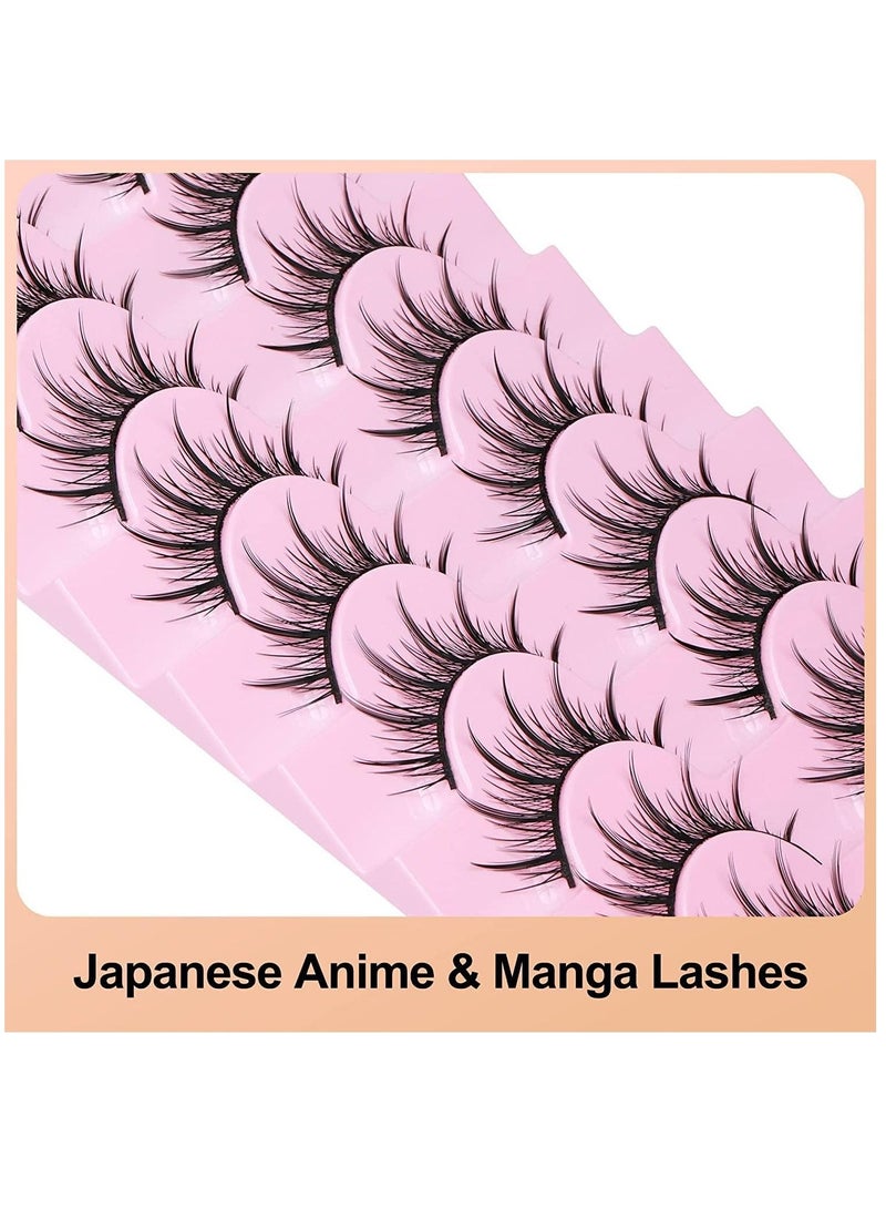 Fake Lashes, Fairy Manga Lashes Spiky Anime False Eyelashes 3D Natural Makeup Little Devil Fake Lashes 9 Pairs
