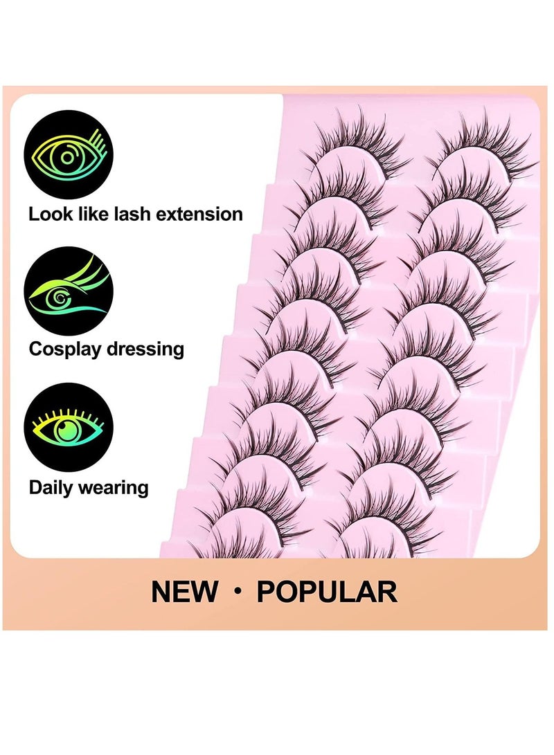 Fake Lashes, Fairy Manga Lashes Spiky Anime False Eyelashes 3D Natural Makeup Little Devil Fake Lashes 9 Pairs