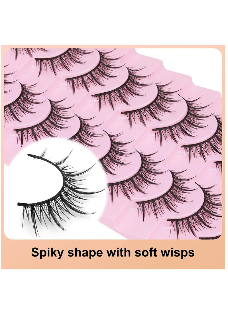 Fake Lashes, Fairy Manga Lashes Spiky Anime False Eyelashes 3D Natural Makeup Little Devil Fake Lashes 9 Pairs