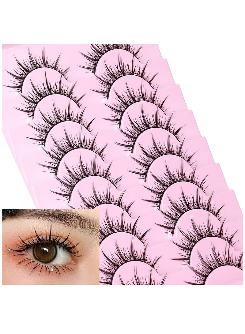 Fake Lashes, Fairy Manga Lashes Spiky Anime False Eyelashes 3D Natural Makeup Little Devil Fake Lashes 9 Pairs