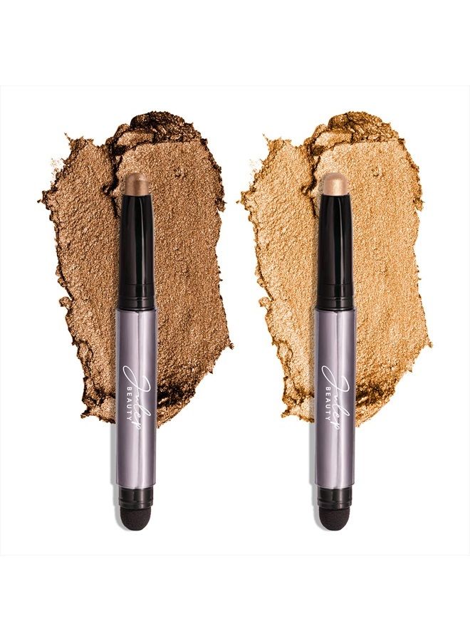 Eyeshadow 101 Crème to Powder Waterproof Eyeshadow Stick Duo, Bronze Shimmer and Warm Gold Shimmer