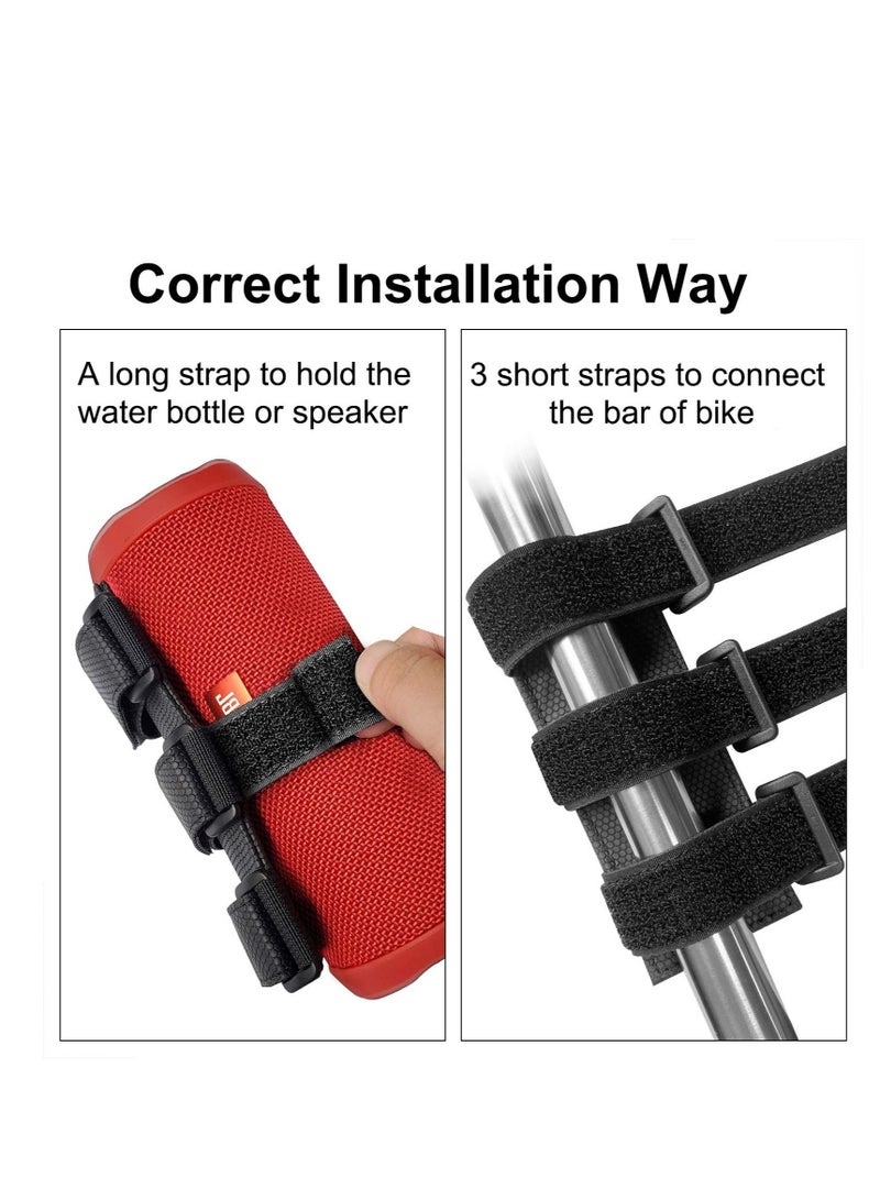 Bicycle Bottle Holder No Screws, Double Fix with Removable Velcro for Bottle Cage, Universal Bike Accessories Strap Mount for Water Bottle, Compatible with Mountain Bicycle, Scooter, Golf Cart