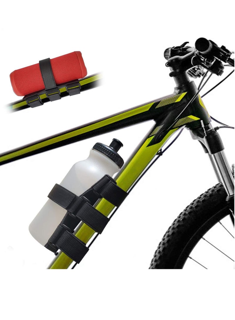 Bicycle Bottle Holder No Screws, Double Fix with Removable Velcro for Bottle Cage, Universal Bike Accessories Strap Mount for Water Bottle, Compatible with Mountain Bicycle, Scooter, Golf Cart