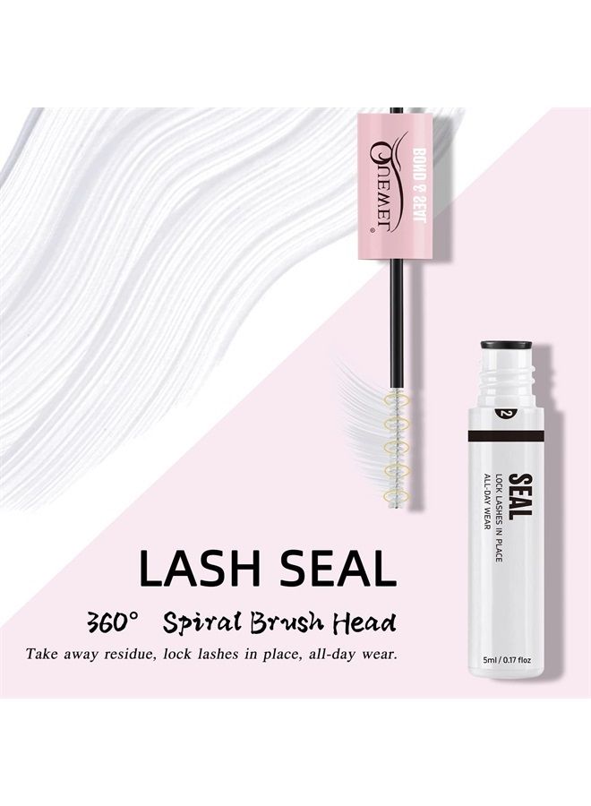 Quewel Cluster Lashes Bond and Seal, Lash Glue for Individual Eyelash Extensions, Long-Lasting&Waterproof, White Double Tube Lashes Glue for DIY Eyelash Extensions at Home