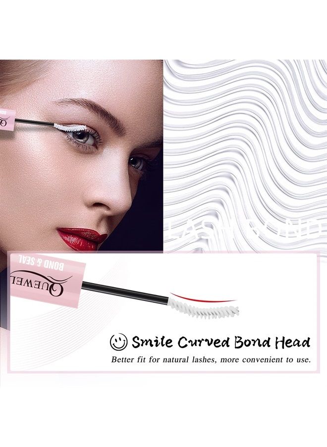 Quewel Cluster Lashes Bond and Seal, Lash Glue for Individual Eyelash Extensions, Long-Lasting&Waterproof, White Double Tube Lashes Glue for DIY Eyelash Extensions at Home