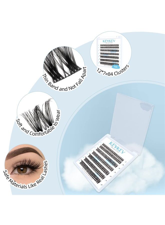 Lash Clusters 84 Pcs Cluster Lashes Eyelash Clusters DIY Cluster Eyelash Extensions Individual Lashes Thin Band & Soft(Gale,C-8-16mix)