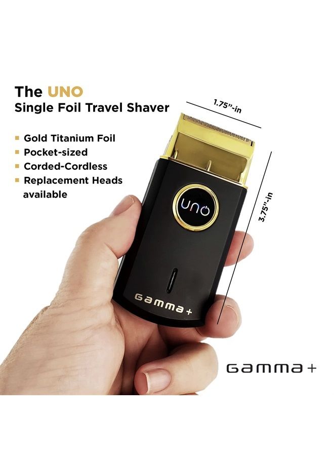 Uno Mini-Sized Travel Cordless Mens Single Foil Shaver, Micro-USB Rechargeable, Black