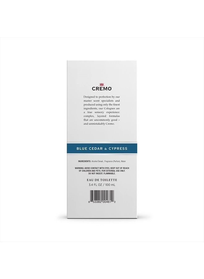 Blue Cedar & Cypress Cologne Spray, A Woodsy Scent with Notes of Lemon Leaf, Cypress and Cedar, 3.4 Fl Oz