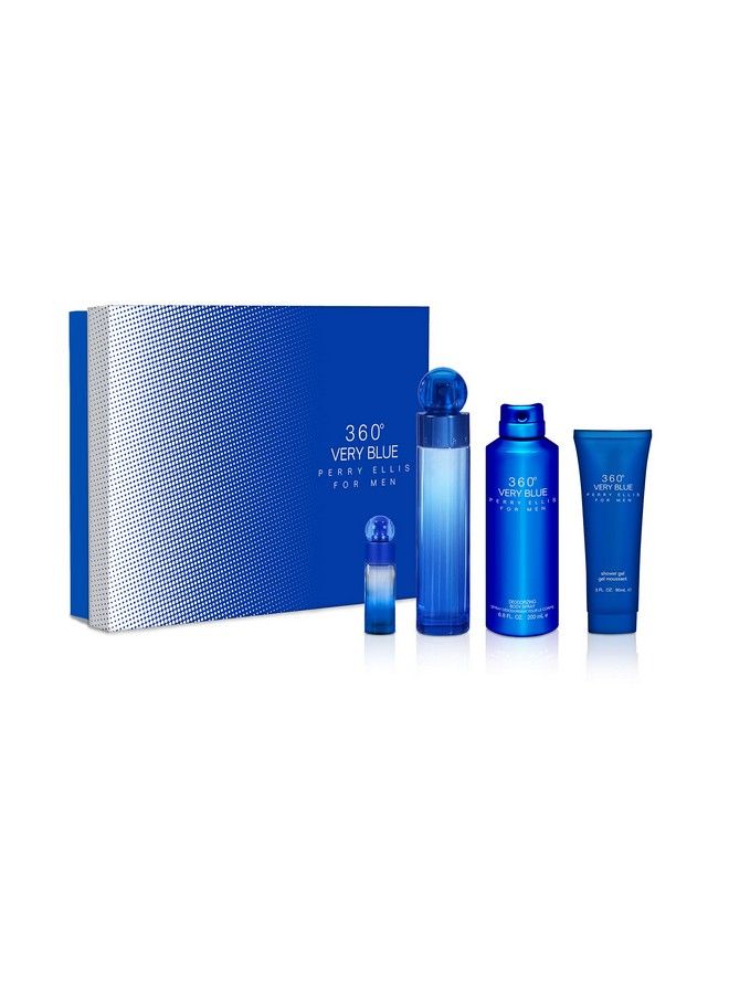 Perry Ellis Fragrances Perry Ellis 360 Very Blue 4Piece Gift Set 3.4 Fl Oz