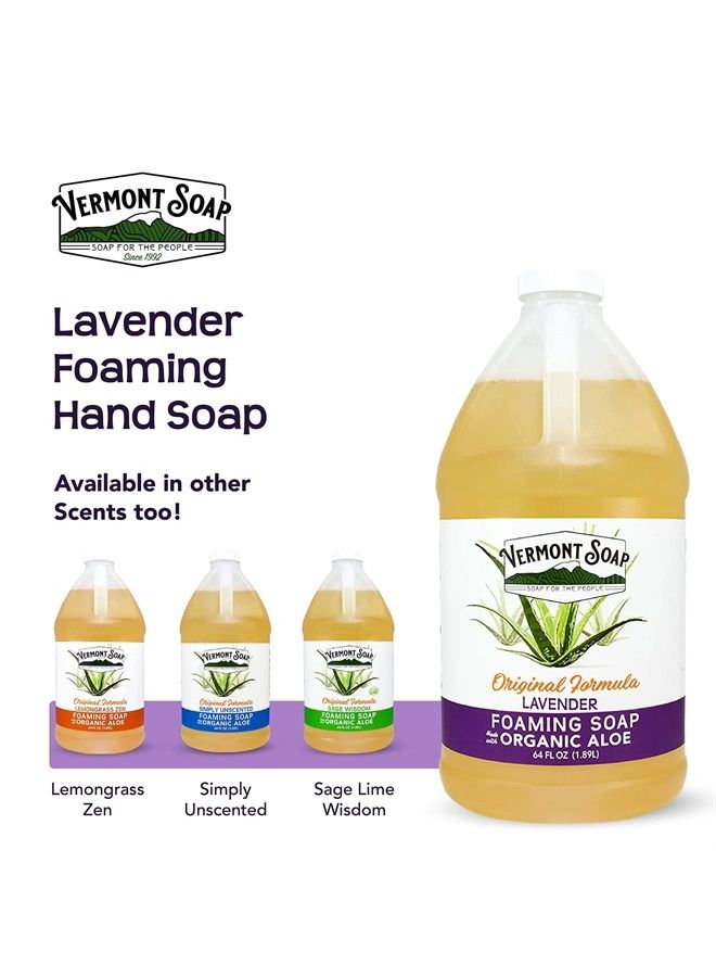 Organic Lavender Foaming Hand Soap - Natural Moisturizing Soap for Dry Skin - Fragrance Free Liquid Bathroom Hand Soap - Lavender- 64 oz