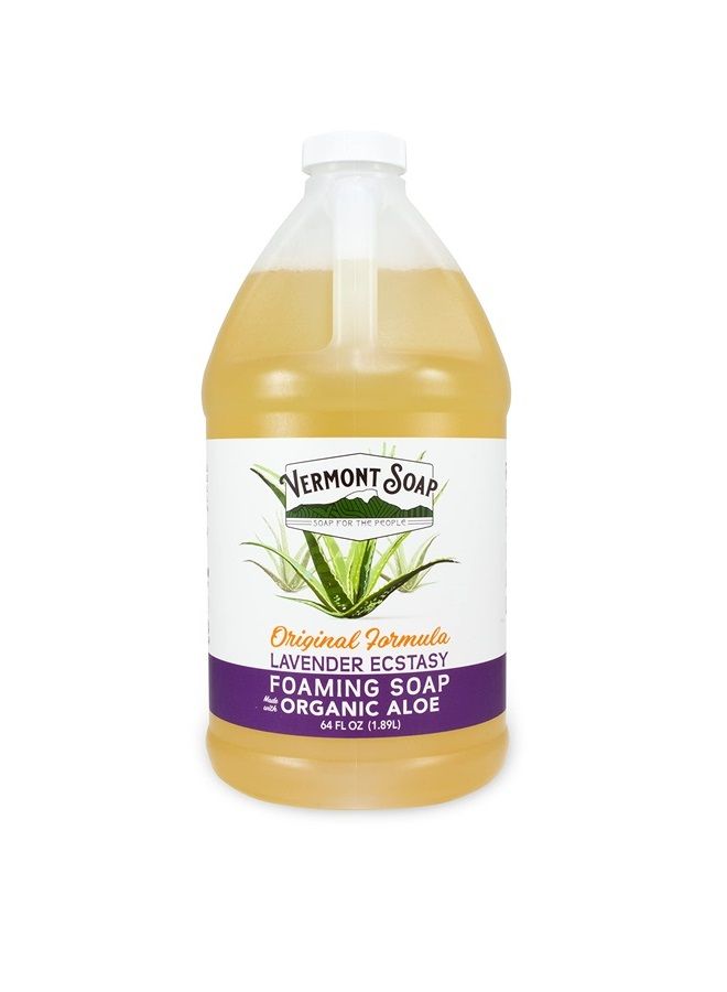 Organic Lavender Foaming Hand Soap - Natural Moisturizing Soap for Dry Skin - Fragrance Free Liquid Bathroom Hand Soap - Lavender- 64 oz