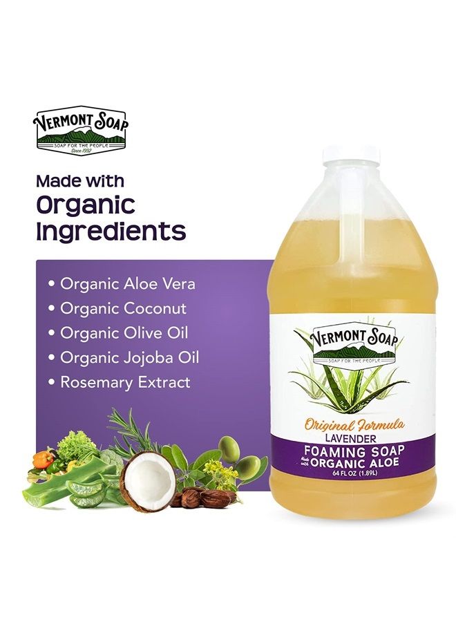 Organic Lavender Foaming Hand Soap - Natural Moisturizing Soap for Dry Skin - Fragrance Free Liquid Bathroom Hand Soap - Lavender- 64 oz