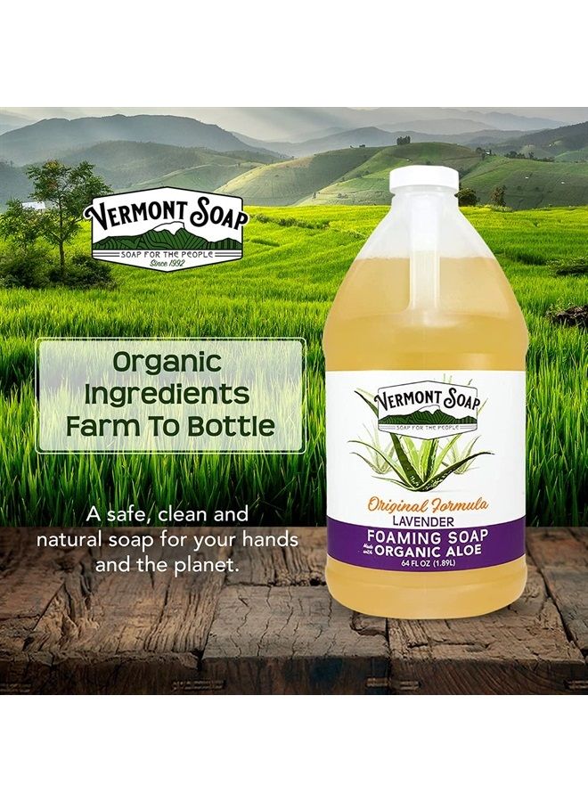Organic Lavender Foaming Hand Soap - Natural Moisturizing Soap for Dry Skin - Fragrance Free Liquid Bathroom Hand Soap - Lavender- 64 oz