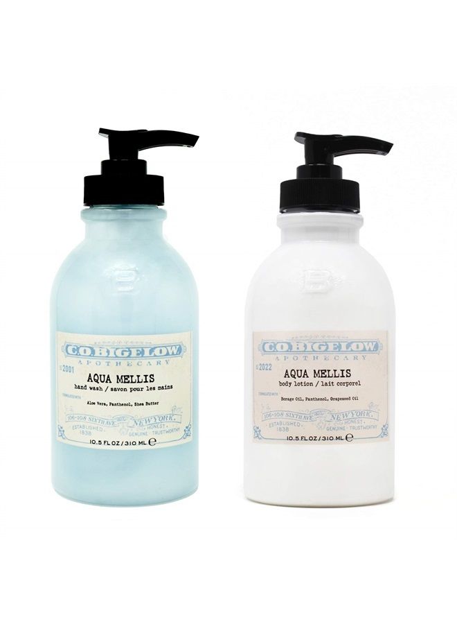 C.O. Bigelow Iconic Collection Gift Set, Aqua Mellis, Hand Wash & Body Lotion, 10 fl oz each