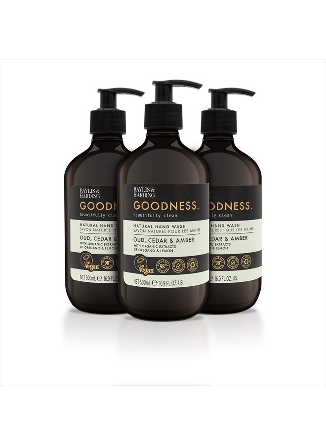 Goodness Oud, Cedar & Amber, 500ml Hand Wash, Pack of 3