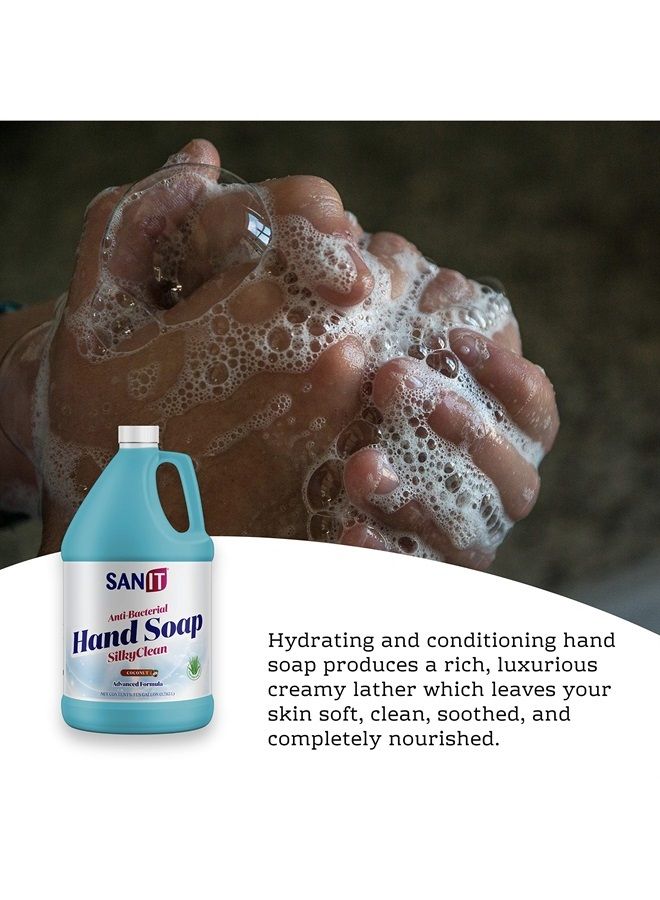 Silky Clean Antibacterial Liquid Gel Hand Soap Refill - Advanced Formula with Coconut Oil and Aloe Vera - All Natural Moisturizing Hand Wash - Made in USA, White Tea, 1 Gallon
