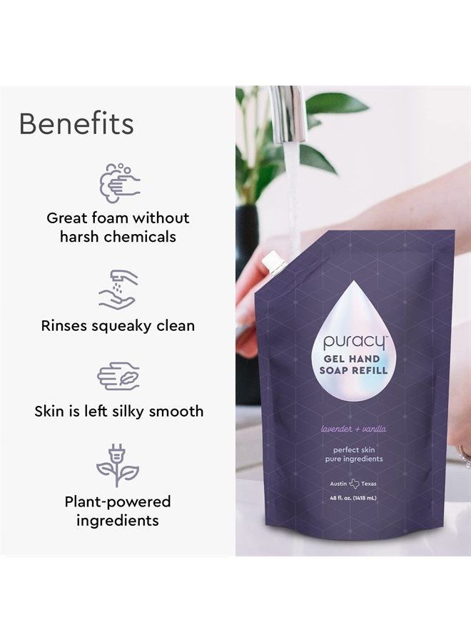 Organic Hand Soap, For the Professional Hand Washers We've All Become, Moisturizing Natural Gel Hand Wash Soap, Liquid Hand Soap Refills for Soft Skin (Refill Lavender & Vanilla, 48 Ounce)
