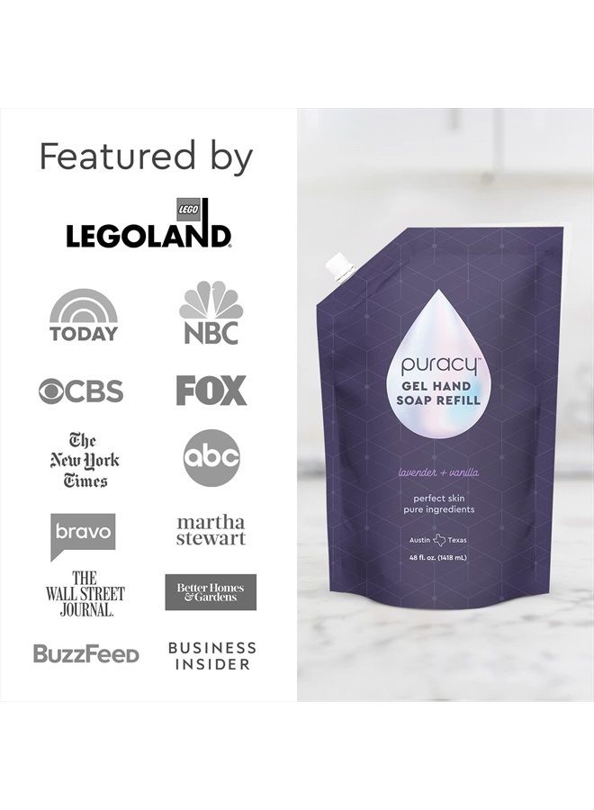 Organic Hand Soap, For the Professional Hand Washers We've All Become, Moisturizing Natural Gel Hand Wash Soap, Liquid Hand Soap Refills for Soft Skin (Refill Lavender & Vanilla, 48 Ounce)