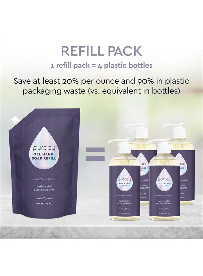 Organic Hand Soap, For the Professional Hand Washers We've All Become, Moisturizing Natural Gel Hand Wash Soap, Liquid Hand Soap Refills for Soft Skin (Refill Lavender & Vanilla, 48 Ounce)