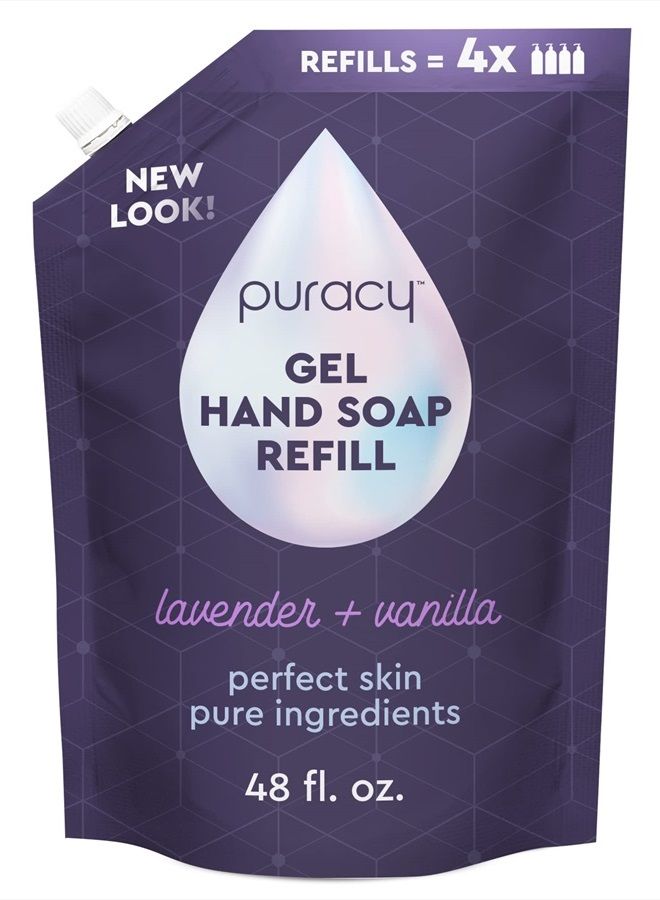Organic Hand Soap, For the Professional Hand Washers We've All Become, Moisturizing Natural Gel Hand Wash Soap, Liquid Hand Soap Refills for Soft Skin (Refill Lavender & Vanilla, 48 Ounce)