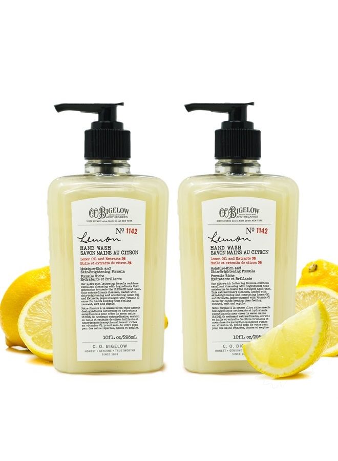 C.O. Bigelow Lemon Hand Wash - No. 1142, Moisturizing Liquid Hand Soaps with Lemon Extract & Vitamin C, Cruelty Free & Gentle for All Skin Types, 2 Pack, 10fl oz. each