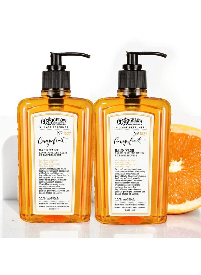 C.O. Bigelow Hand Wash Grapefruit No.1527 Village Perfumer Moisturizing Hand Wash For Bathroom & Kitchen With Aloe Vera 10 Fl Oz Pack Of 2