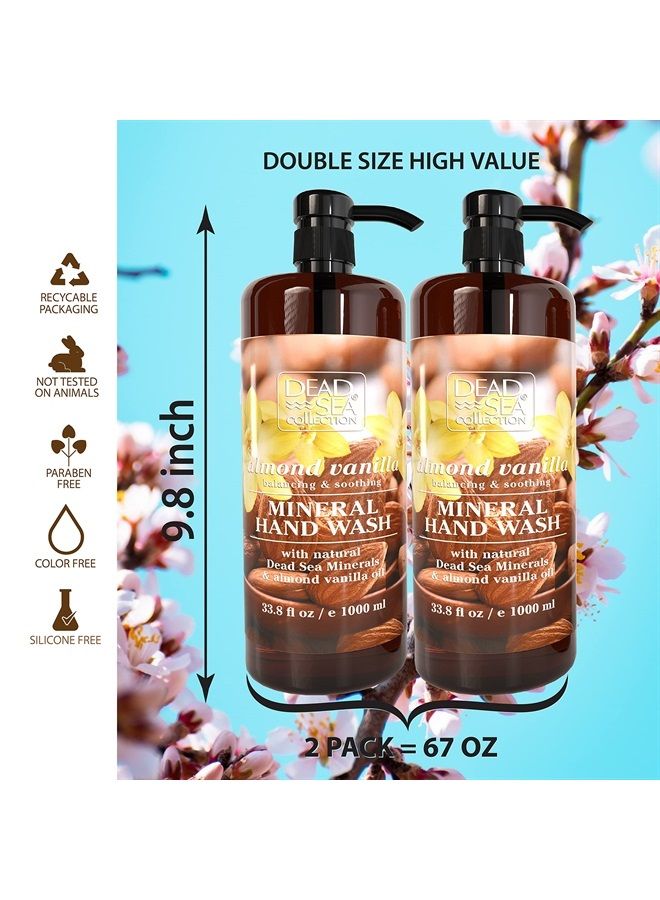 Almond Vanilla Liquid Hand Soap - Moisturizing Gel Hand Soap with Pump - Nourishing Hand Wash Cleanser - Pack Of 2 (33.8 Fl. Oz Each)