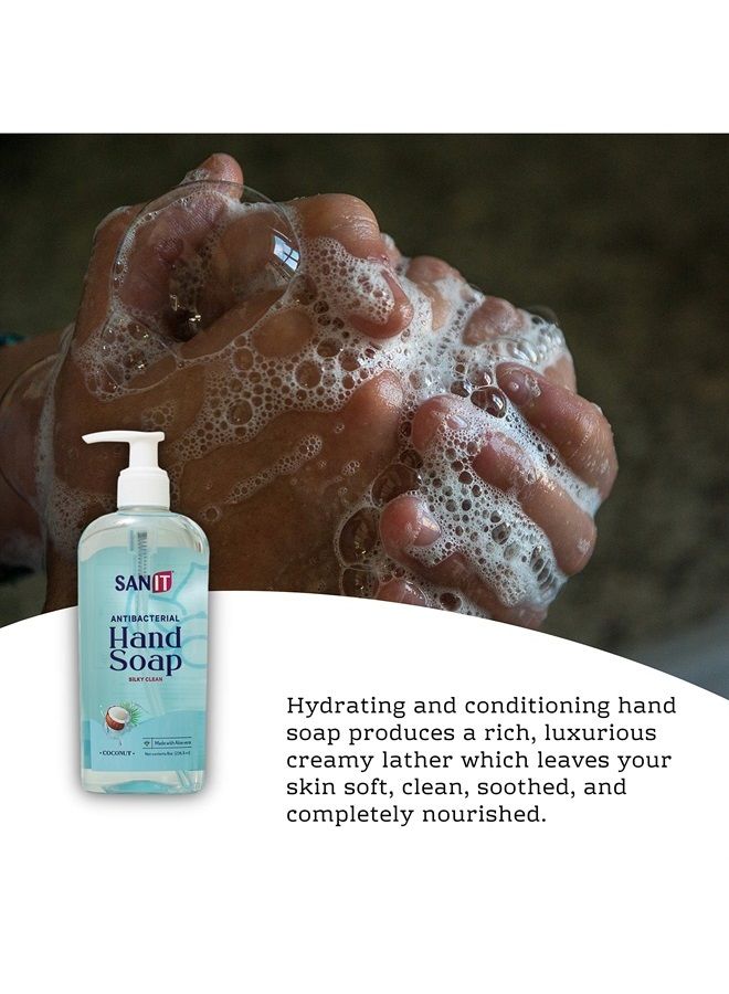 Silky Clean Antibacterial Liquid Gel Aromatic Hand Soap - Advanced Formula with Coconut Oil and Aloe Vera - Natural Moisturizing Hand Wash - Made in USA, Coconut, 8 oz, 3 Pack