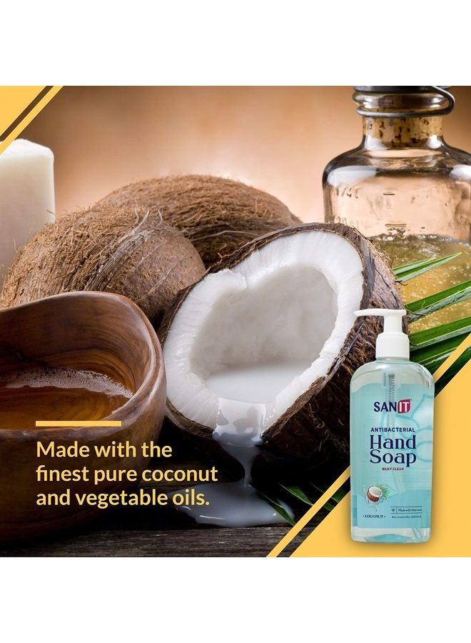 Silky Clean Antibacterial Liquid Gel Aromatic Hand Soap - Advanced Formula with Coconut Oil and Aloe Vera - Natural Moisturizing Hand Wash - Made in USA, Coconut, 8 oz, 3 Pack