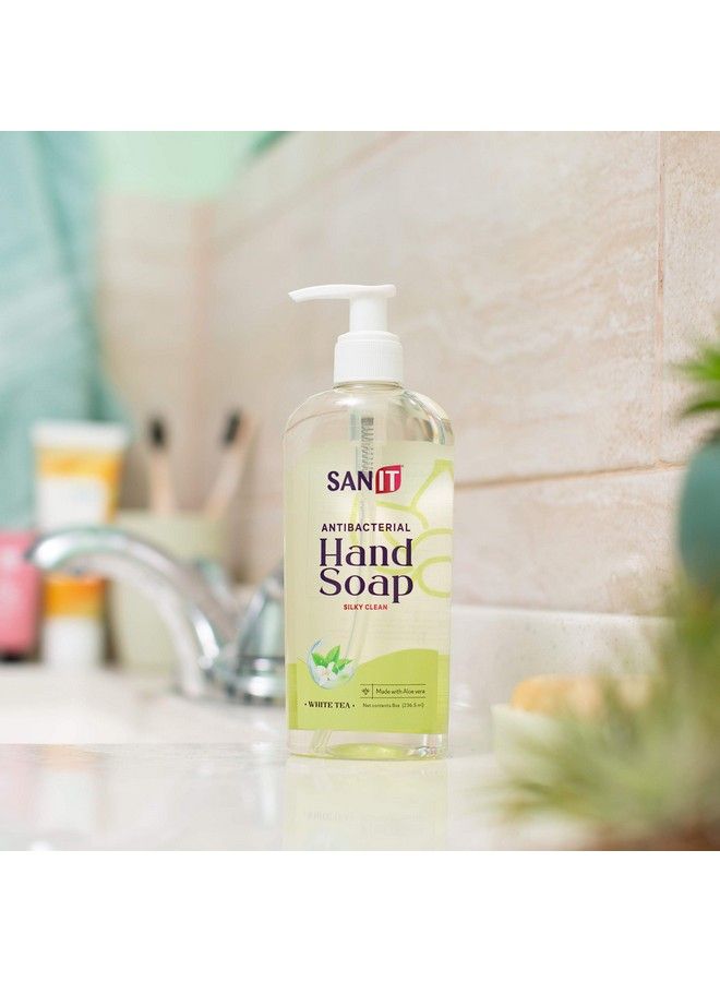 Silky Clean Antibacterial Liquid Gel Aromatic Hand Soap Advanced Formula With Coconut Oil And Aloe Vera Natural Moisturizing Hand Wash Made In Usa White Tea 8 Oz 3 Pack