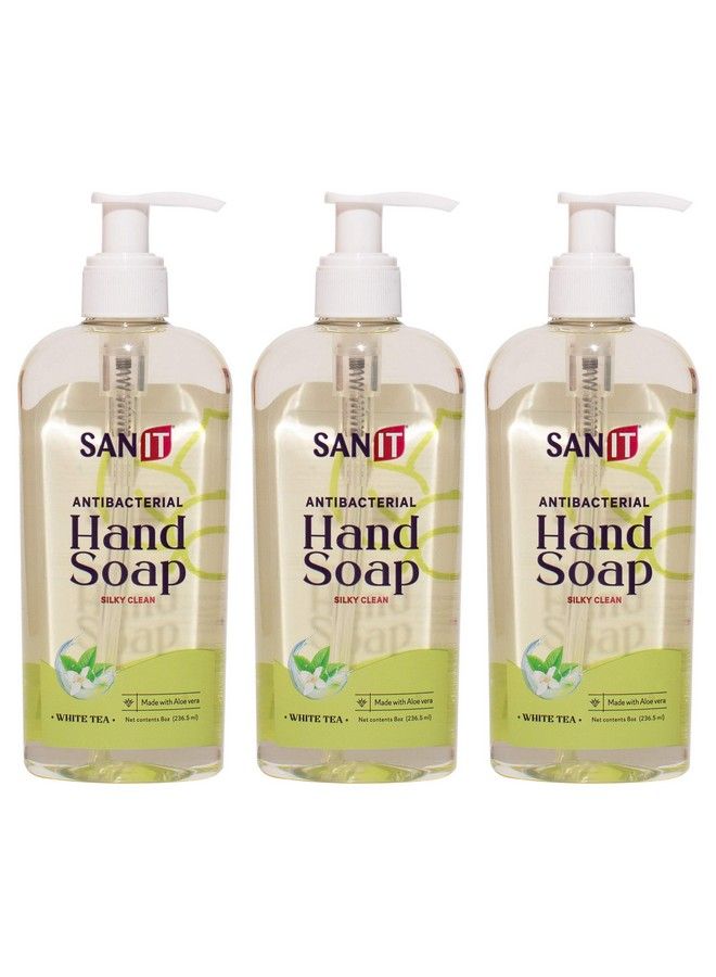 Silky Clean Antibacterial Liquid Gel Aromatic Hand Soap Advanced Formula With Coconut Oil And Aloe Vera Natural Moisturizing Hand Wash Made In Usa White Tea 8 Oz 3 Pack