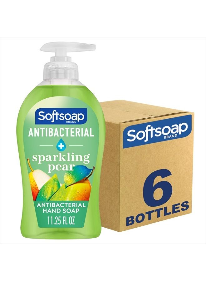 Antibacterial Liquid Hand Soap, Gentle Clean, Sparkling Pear Scent Hand Soap, 11.25 Ounce, 6 Pack