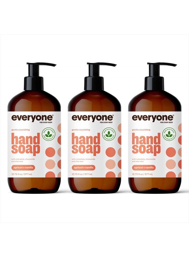 everyone for every body Liquid Hand Soap, 12.75 Ounce (Pack of 3), Apricot and Vanilla, Plant-Based Cleanser with Pure Essential Oils