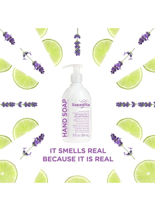 Liquid Hand Soap - Sweet Lavender + Lime - Made with 100% Pure Essential Oil Blends, Cleansing & Moisturizing, Aromatic & Fragrant Hand Soap, Plant Based, Biodegradable, 12 Ounce (Pack of 2)